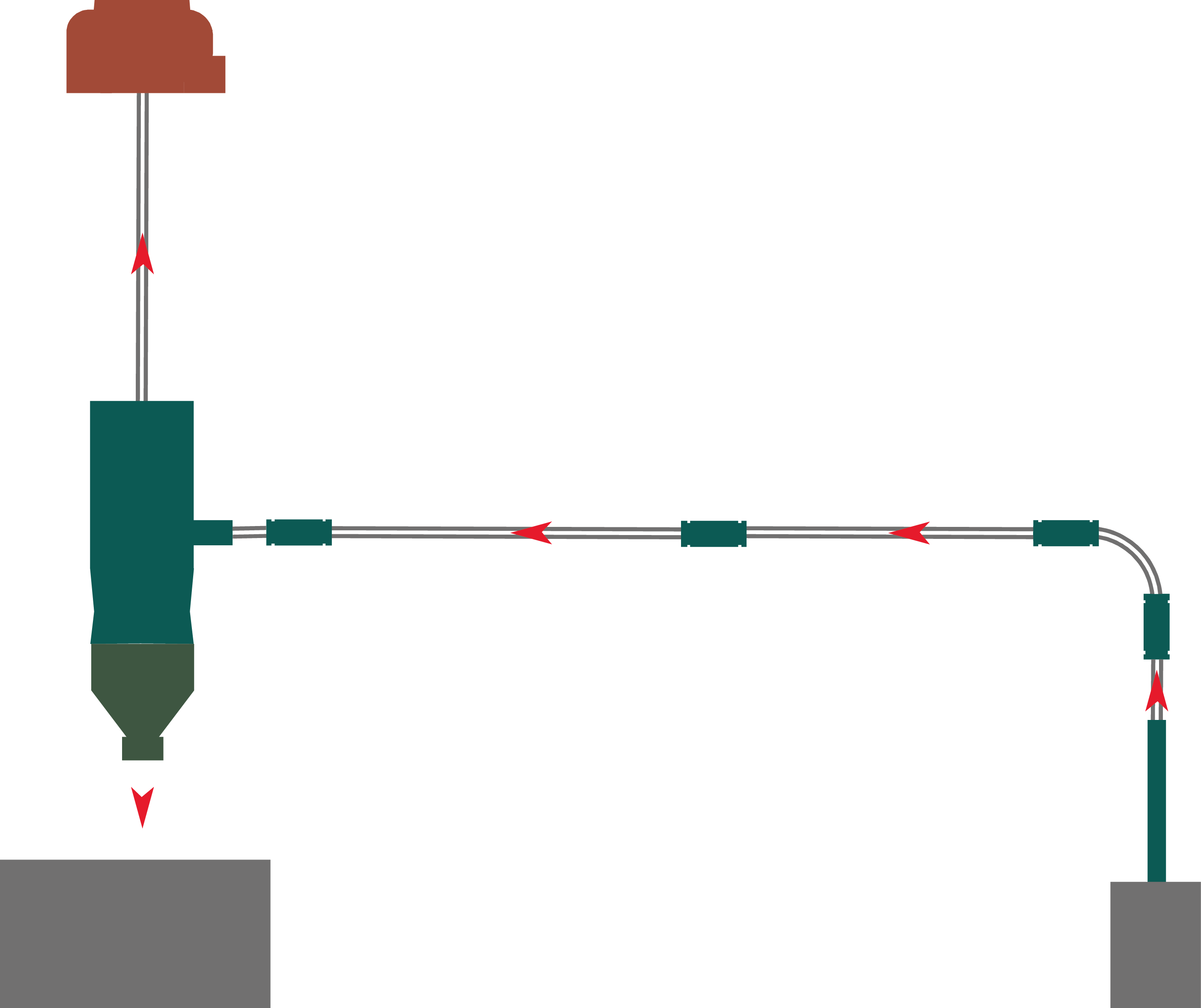 Schema trasporto pneumatico in depressione